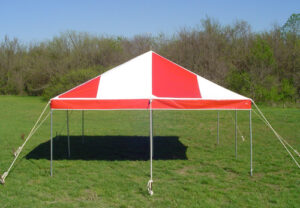 Red and white 20x20 event tent
