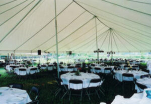 All white event tent set up for a special occasion