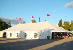 All white pole party set up for an event