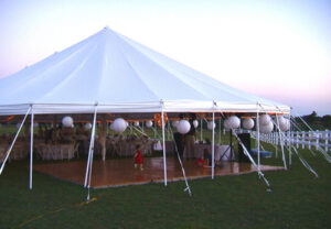 White party tent set up for a special event
