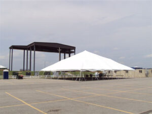 All white event tent set up outside of Buffalo Run Casino