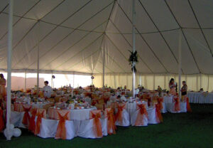 Large event tent set up for a wedding